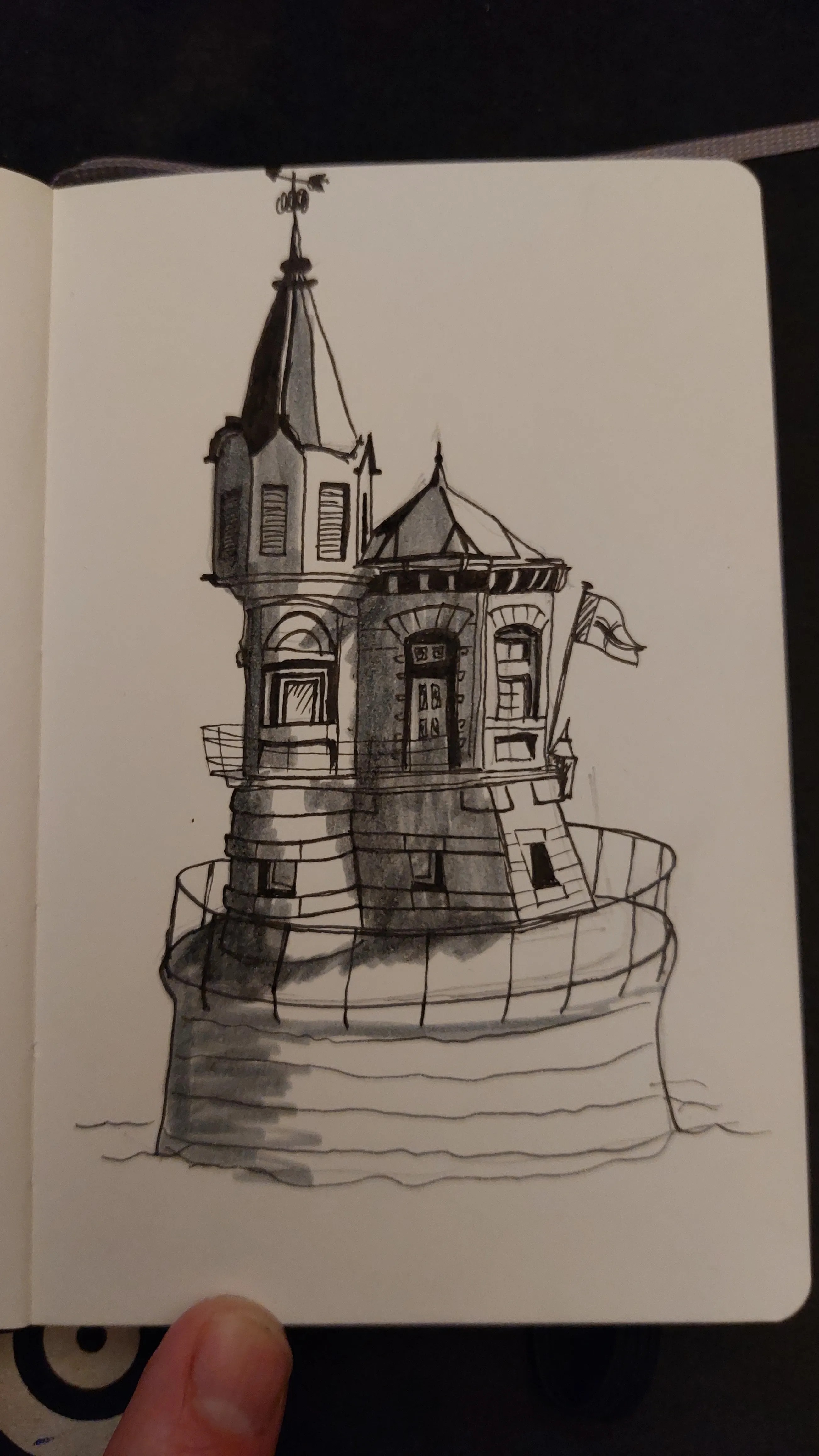 A weird nautical building. Kind of like a mini lighthouse but there's no light. I don't know what it is but it's kind of neat.