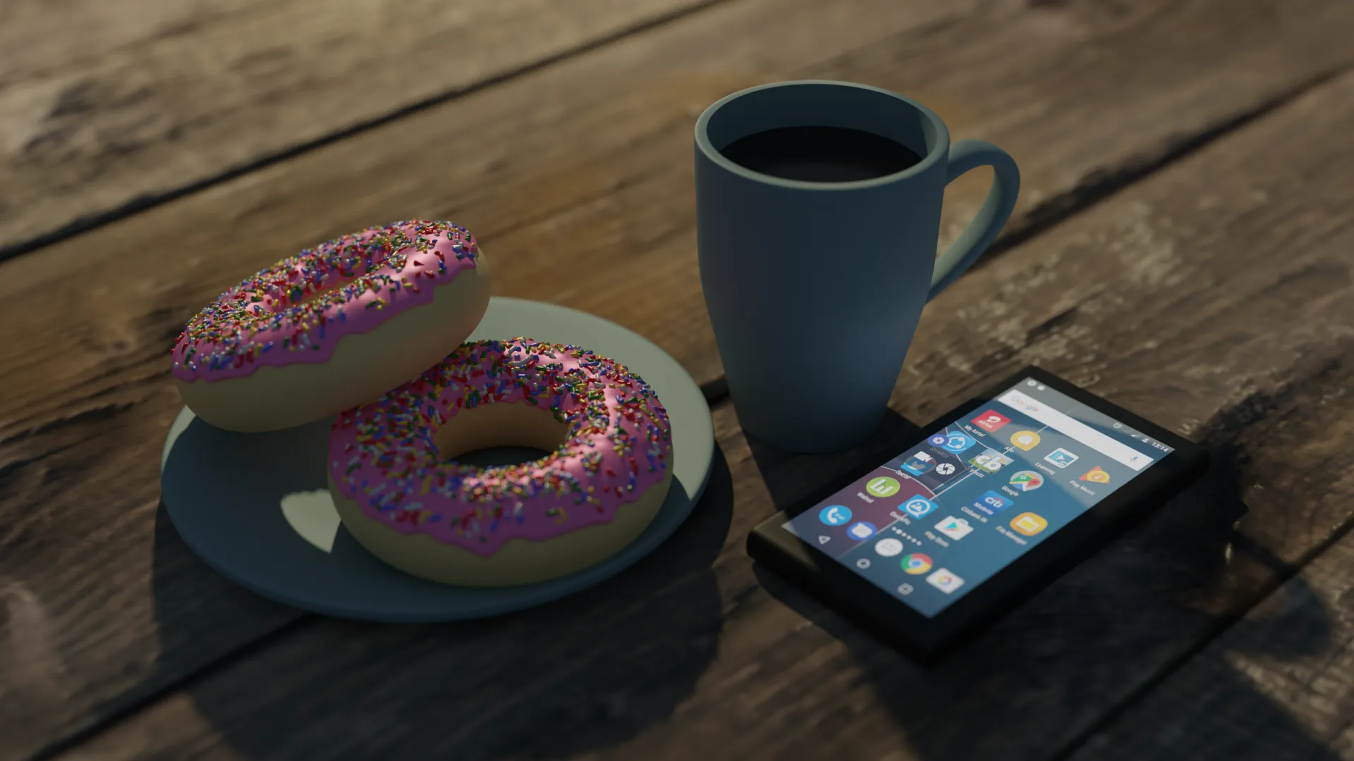 The lighting is now more realistic, if a bit more moody. The phone screen now looks like it's glowing, rather than being lit.