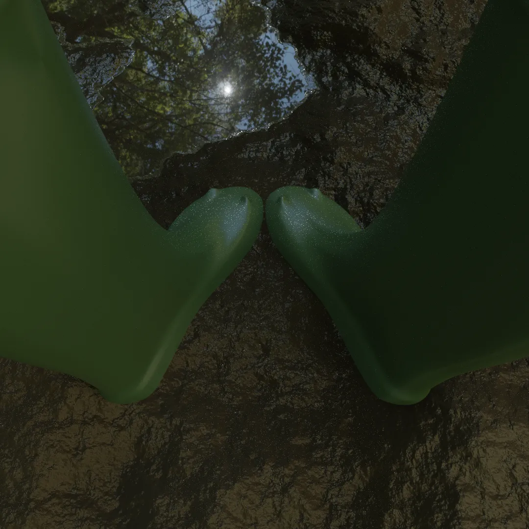 The lighting is much more subtle. As if the creator is using an HDRI rather than a single point source.