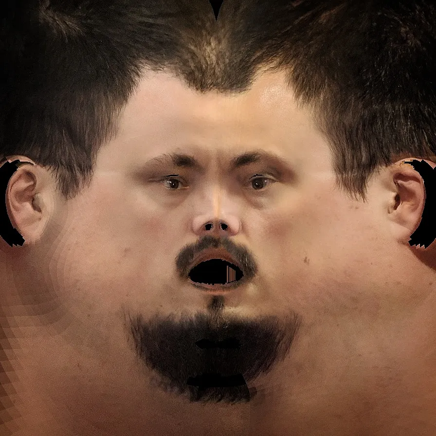 A human face texture unwrapped into a flat rectangle